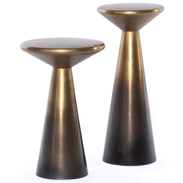 Cameron Accent Table, Ombre Antique Brass, Lot de 2