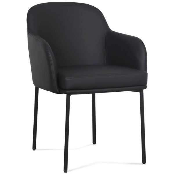 Sydney Vegan Cuir Arm Chaise, Noir, Lot de 2