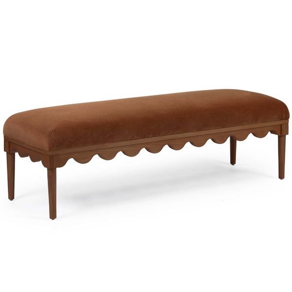 Oodle Vegan Mohair Bench, Bronze/Noyer